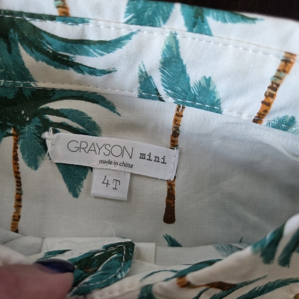 Palm Tree Print Shirt & Shorts Set NWT Vacation Beach Travel Size 4T Kids Boys - Picture 4 of 12